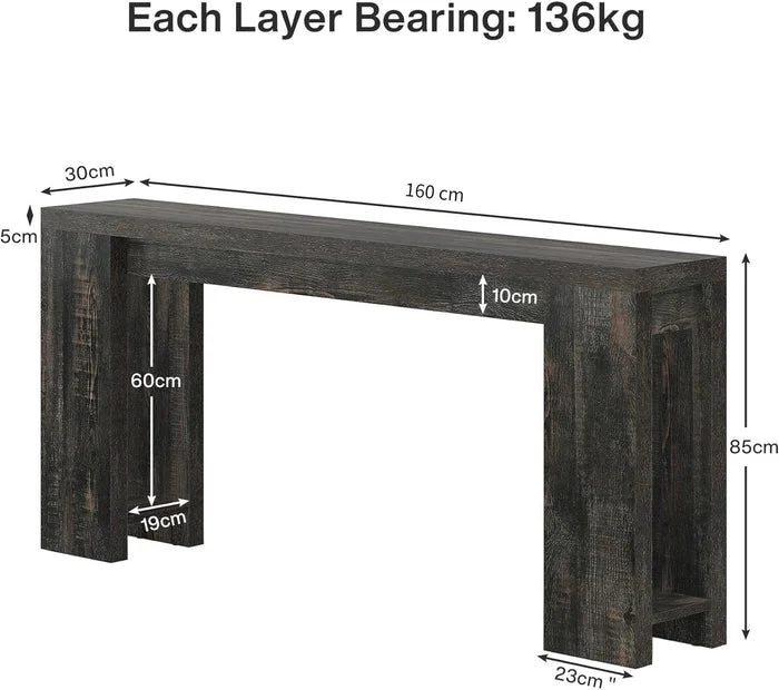 Tribesigns Console 160 cm, Table de canapé de style ferme Table d'appoint d'entrée
