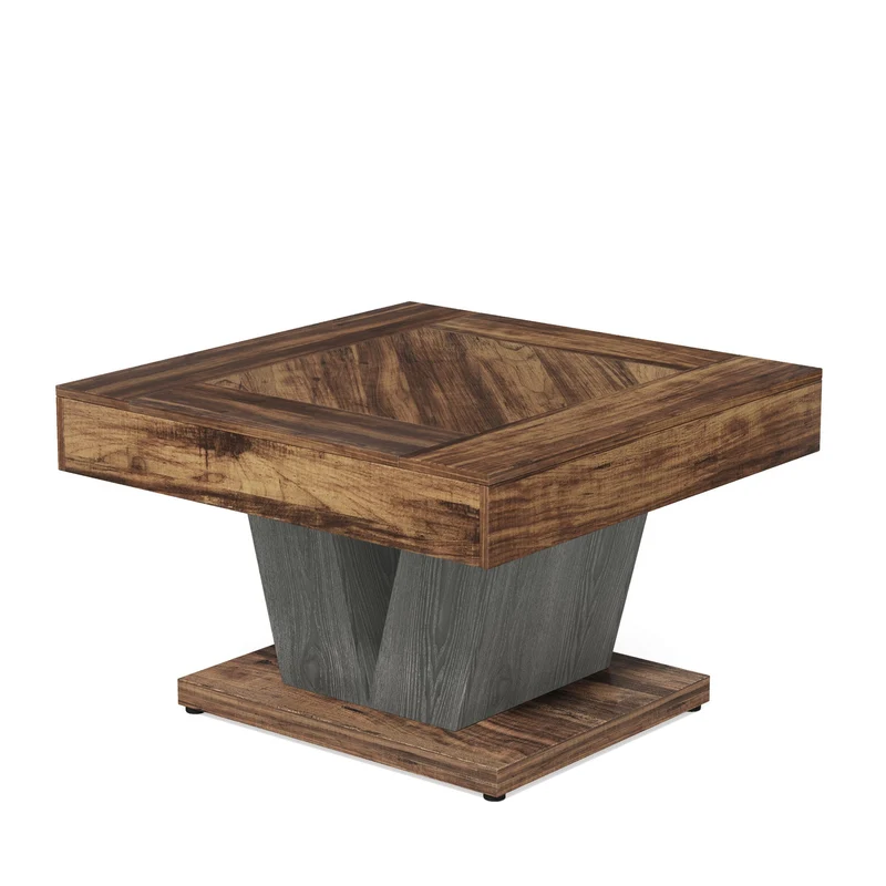 Tribesigns Table basse carrée, Table basse en bois pour salon