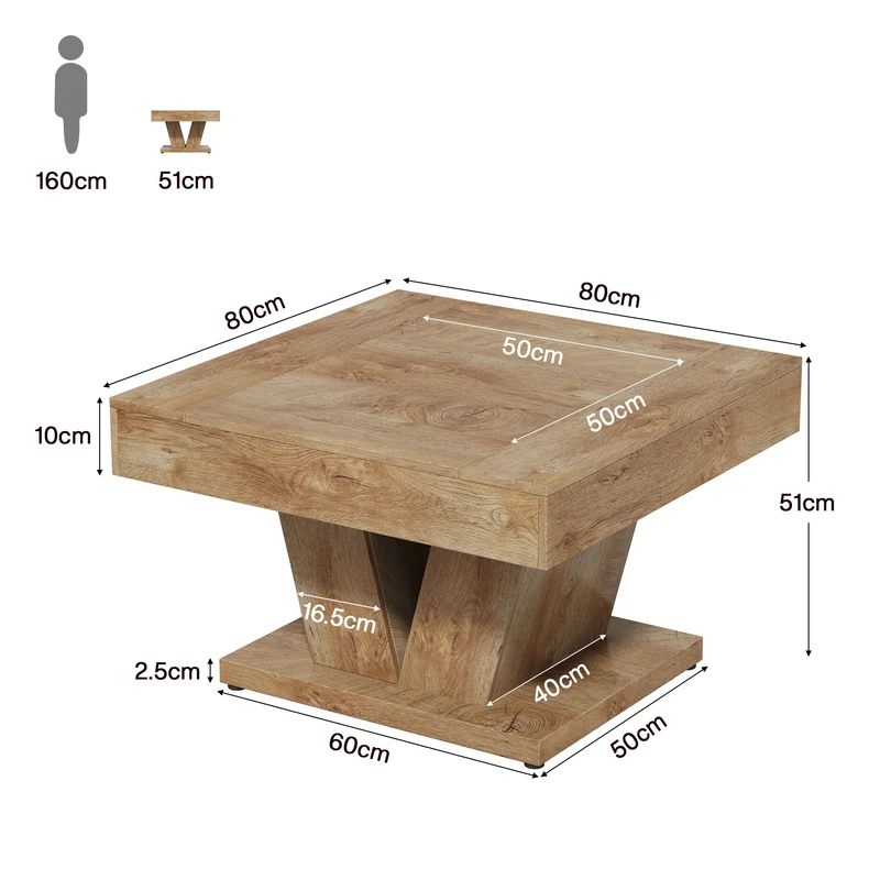 Tribesigns Table basse carrée, Table basse en bois pour salon