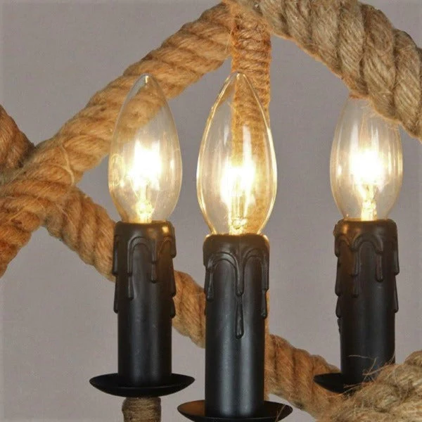 Lampe Suspendue Industrielle En Corde De Chanvre