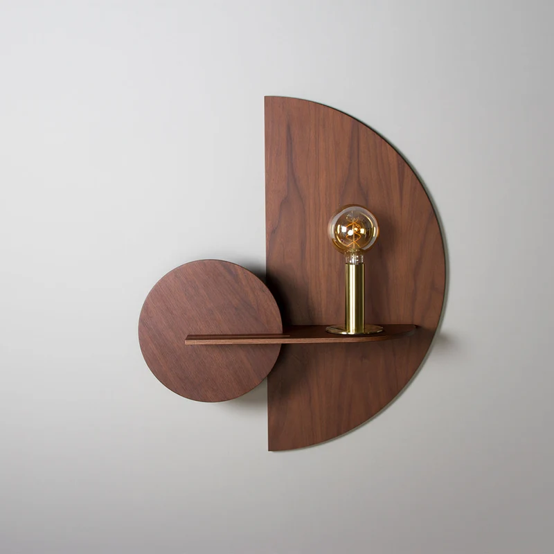 Alba Floating Wall Shelf · Walnut Semicircle