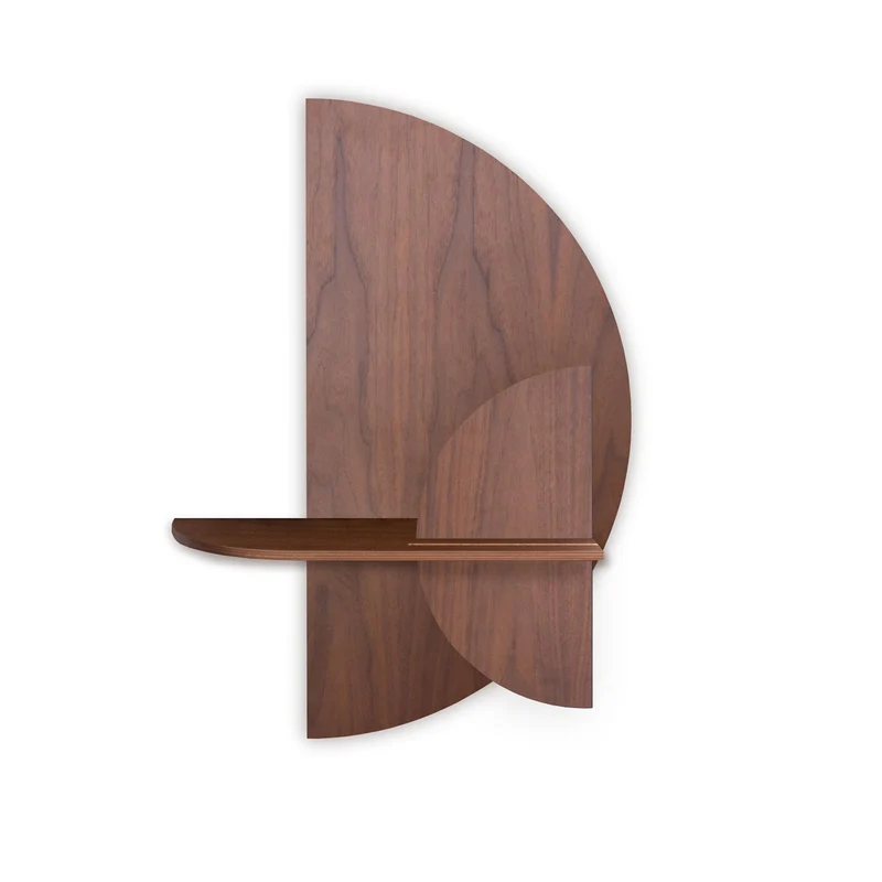 Alba Floating Wall Shelf · Walnut Semicircle