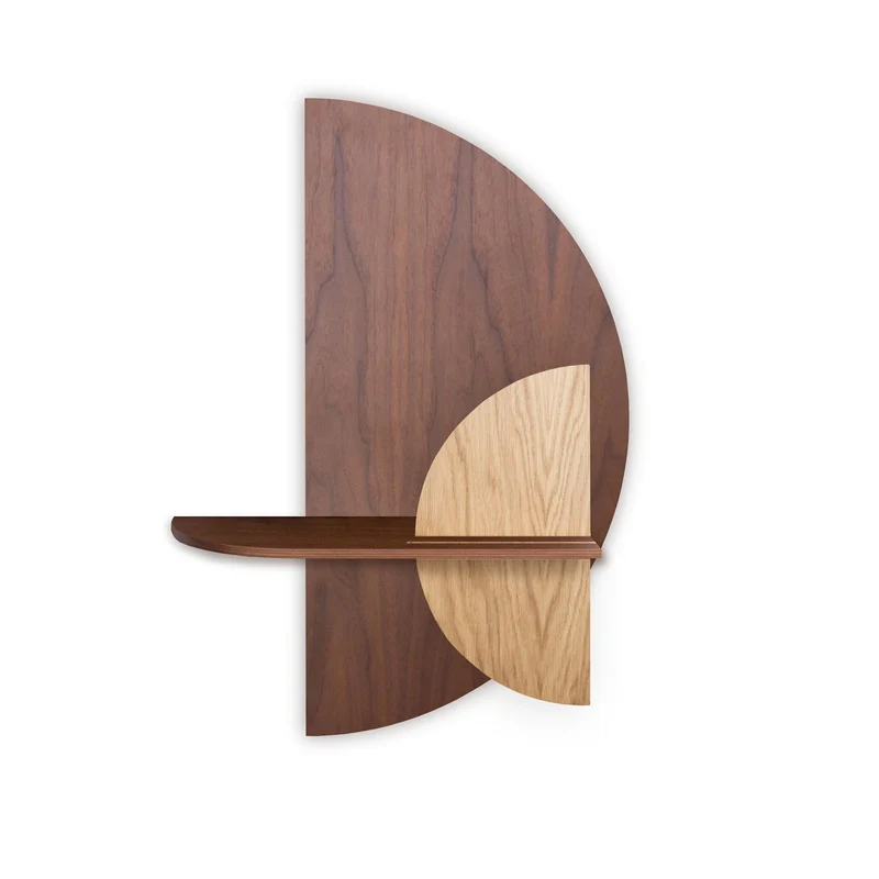 Alba Floating Wall Shelf · Walnut Semicircle