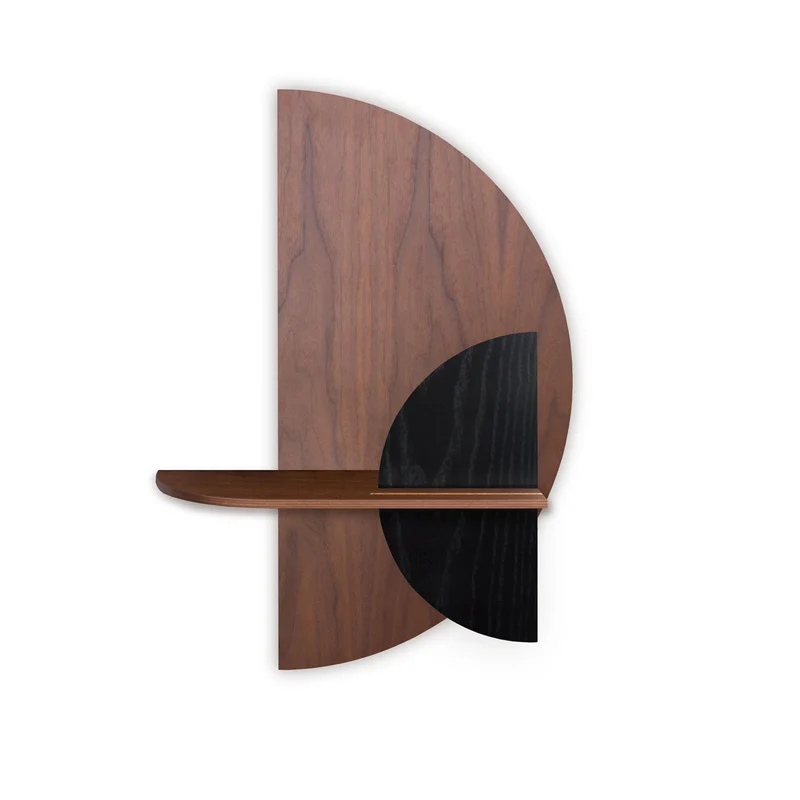 Alba Floating Wall Shelf · Walnut Semicircle
