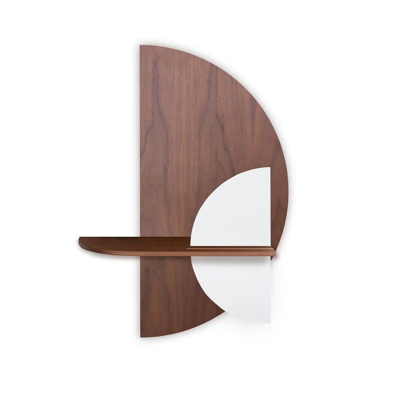 Alba Floating Wall Shelf · Walnut Semicircle