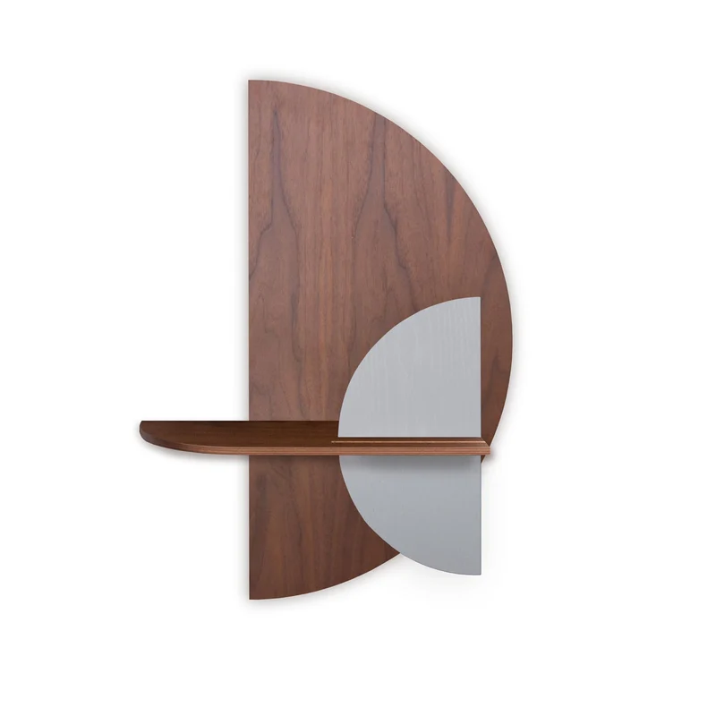 Alba Floating Wall Shelf · Walnut Semicircle