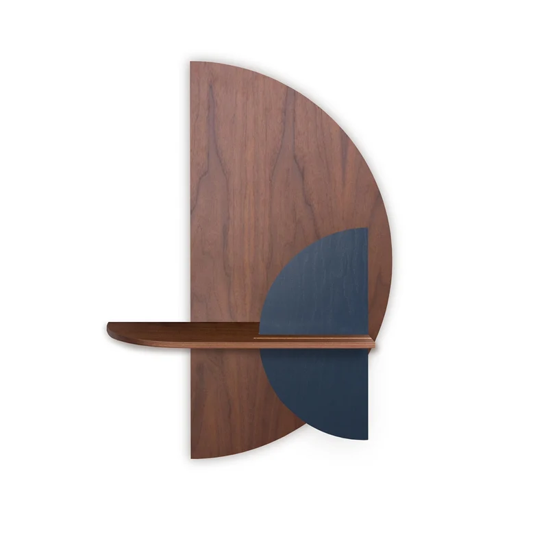 Alba Floating Wall Shelf · Walnut Semicircle