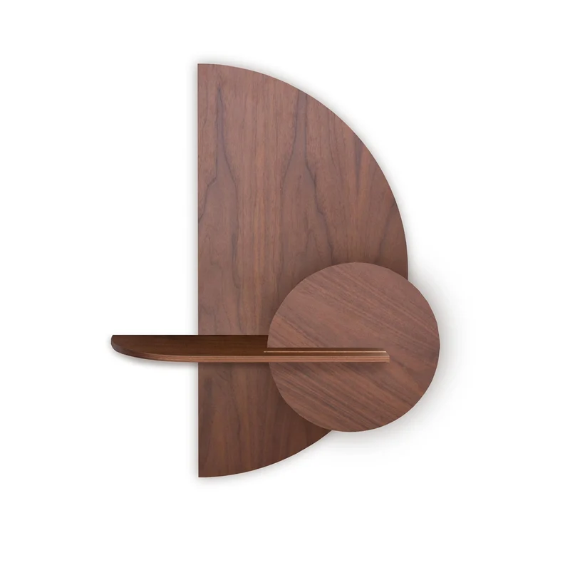 Alba Floating Wall Shelf · Walnut Semicircle