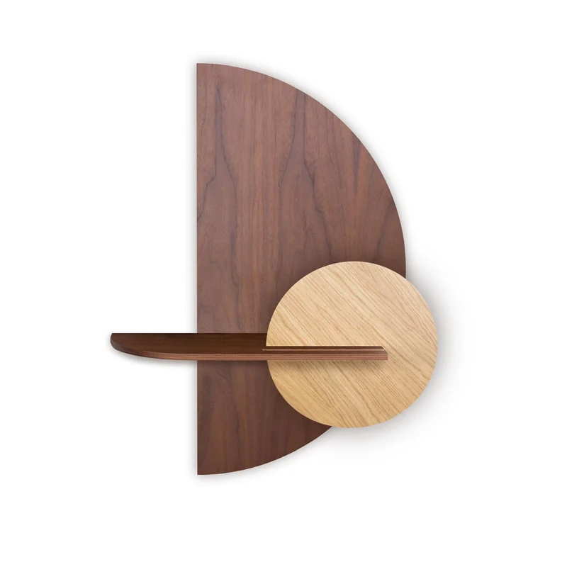 Alba Floating Wall Shelf · Walnut Semicircle