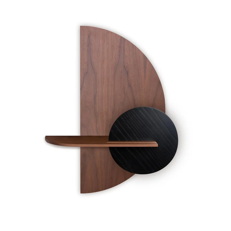 Alba Floating Wall Shelf · Walnut Semicircle