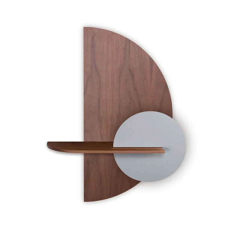 Alba Floating Wall Shelf · Walnut Semicircle