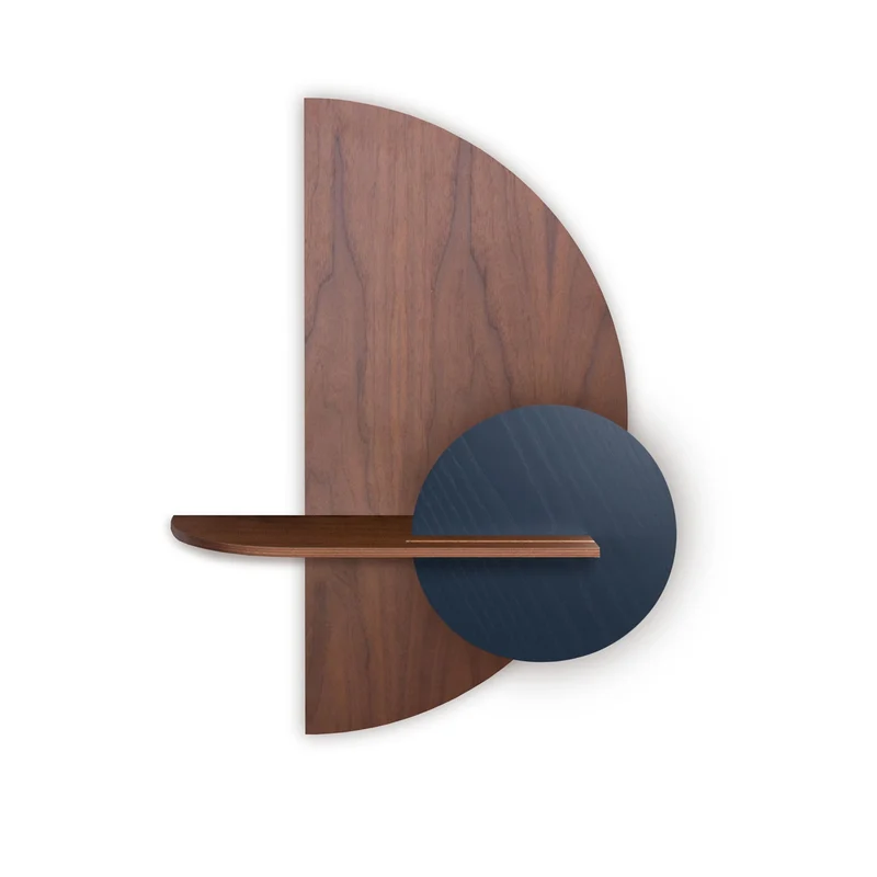 Alba Floating Wall Shelf · Walnut Semicircle