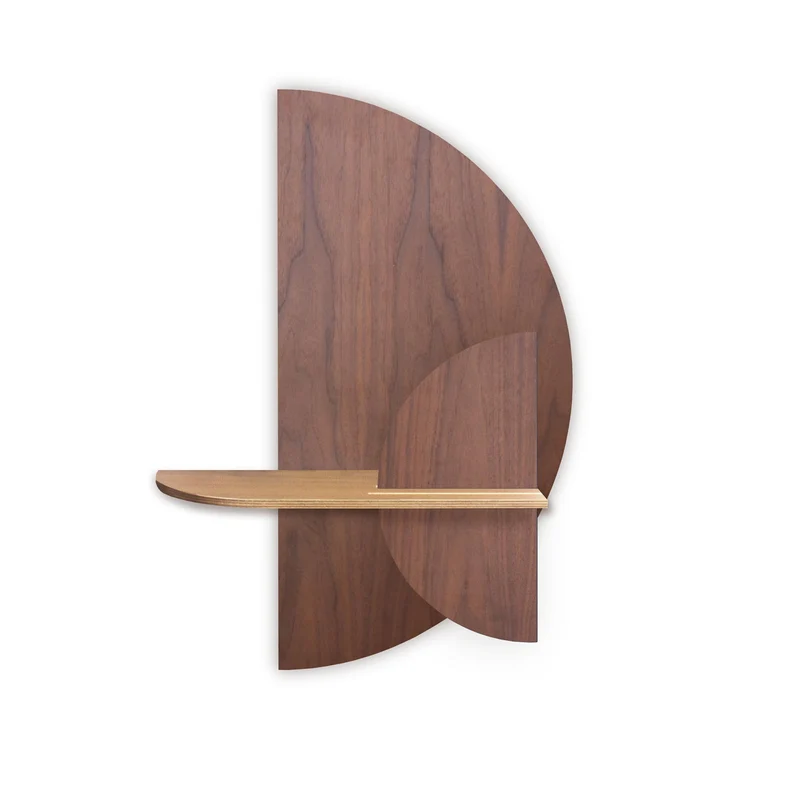 Alba Floating Wall Shelf · Walnut Semicircle