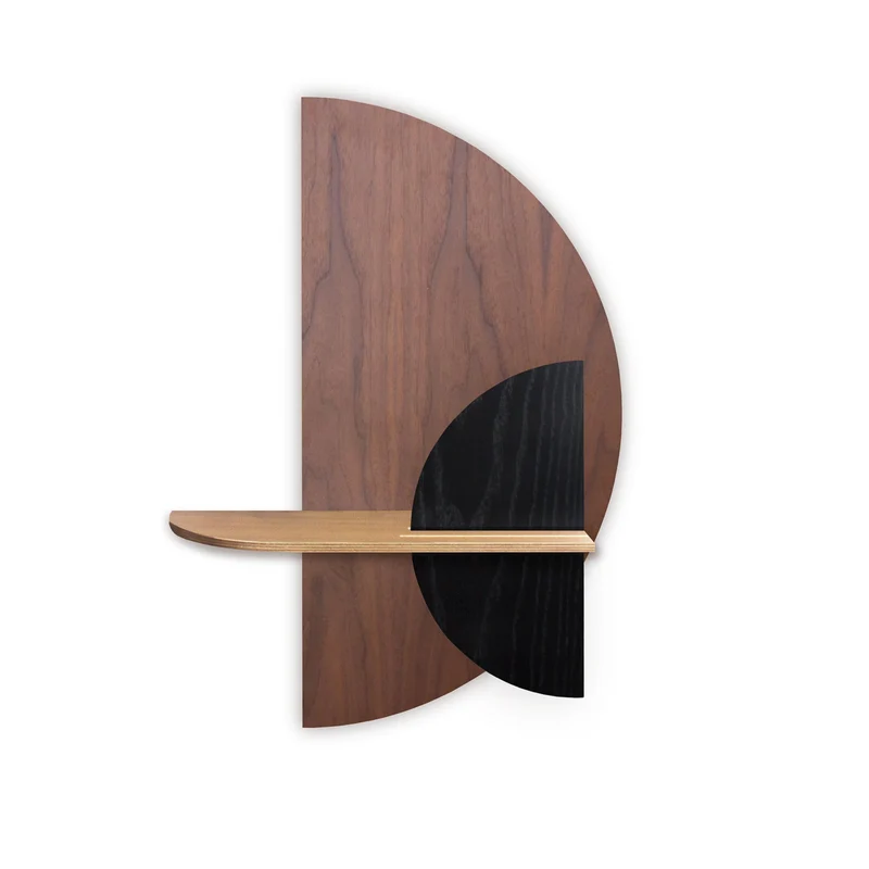 Alba Floating Wall Shelf · Walnut Semicircle