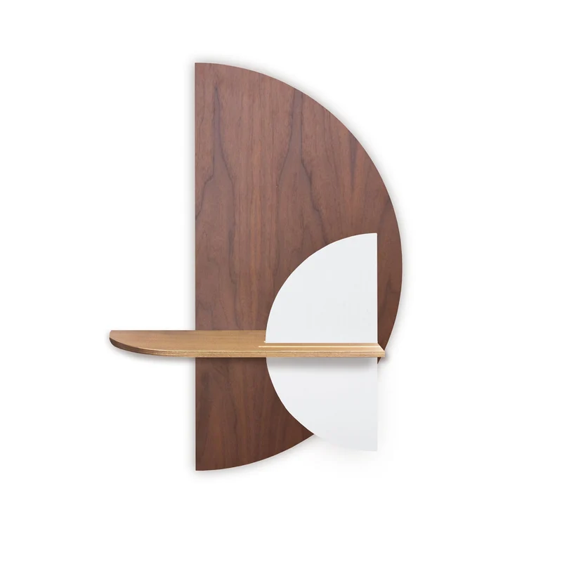 Alba Floating Wall Shelf · Walnut Semicircle