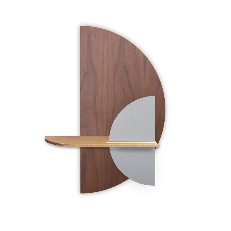 Alba Floating Wall Shelf · Walnut Semicircle