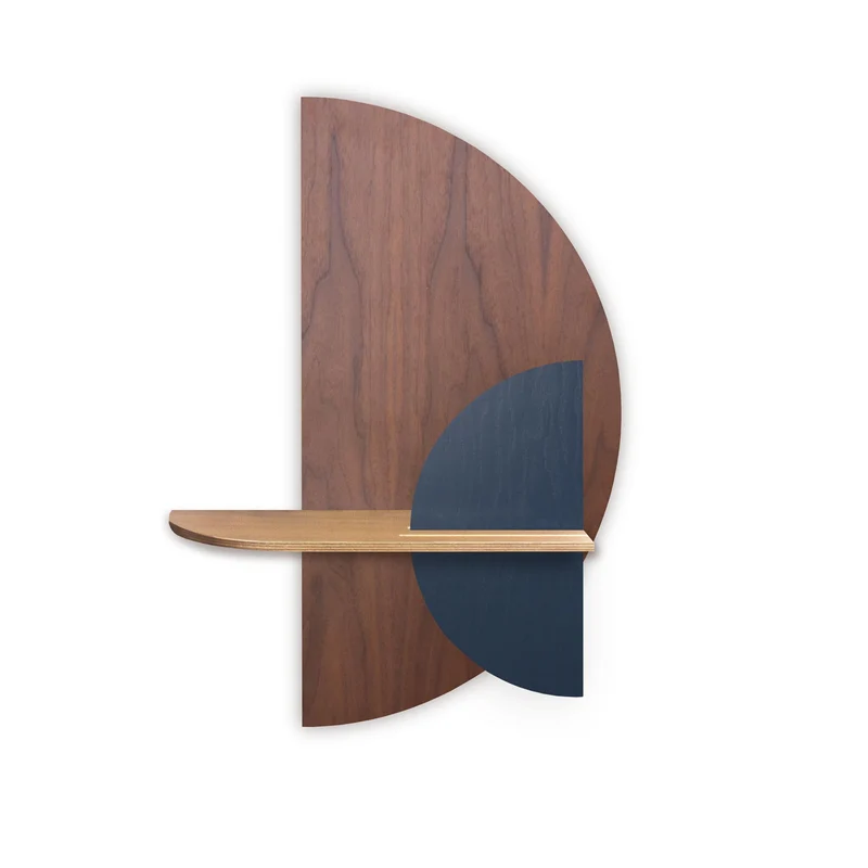 Alba Floating Wall Shelf · Walnut Semicircle