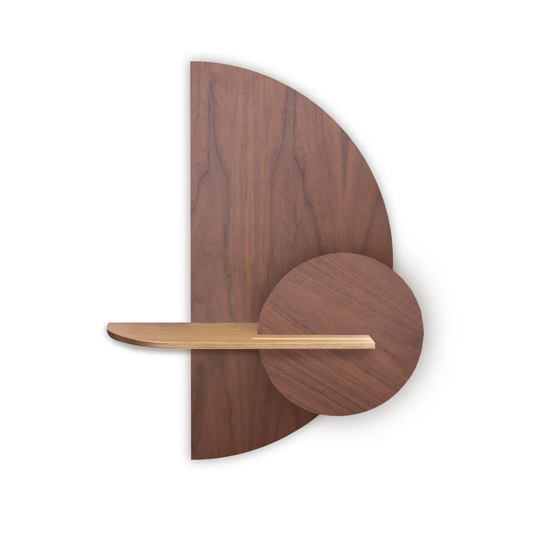Alba Floating Wall Shelf · Walnut Semicircle