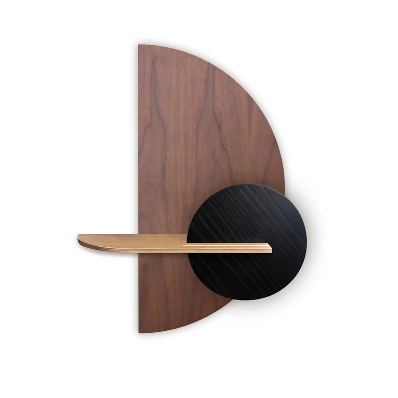 Alba Floating Wall Shelf · Walnut Semicircle