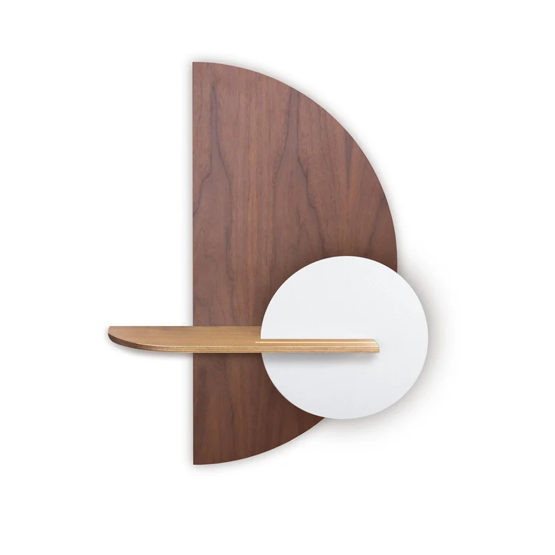 Alba Floating Wall Shelf · Walnut Semicircle