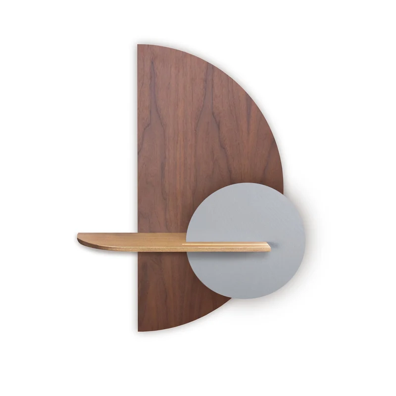 Alba Floating Wall Shelf · Walnut Semicircle