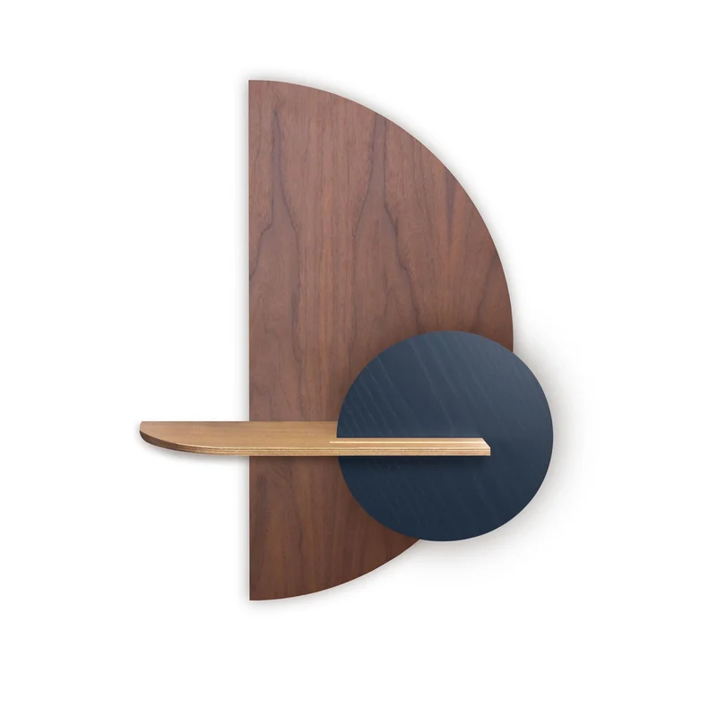 Alba Floating Wall Shelf · Walnut Semicircle
