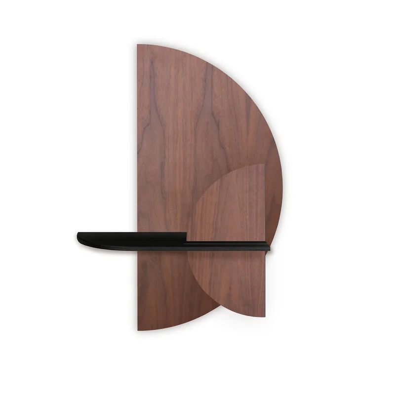 Alba Floating Wall Shelf · Walnut Semicircle