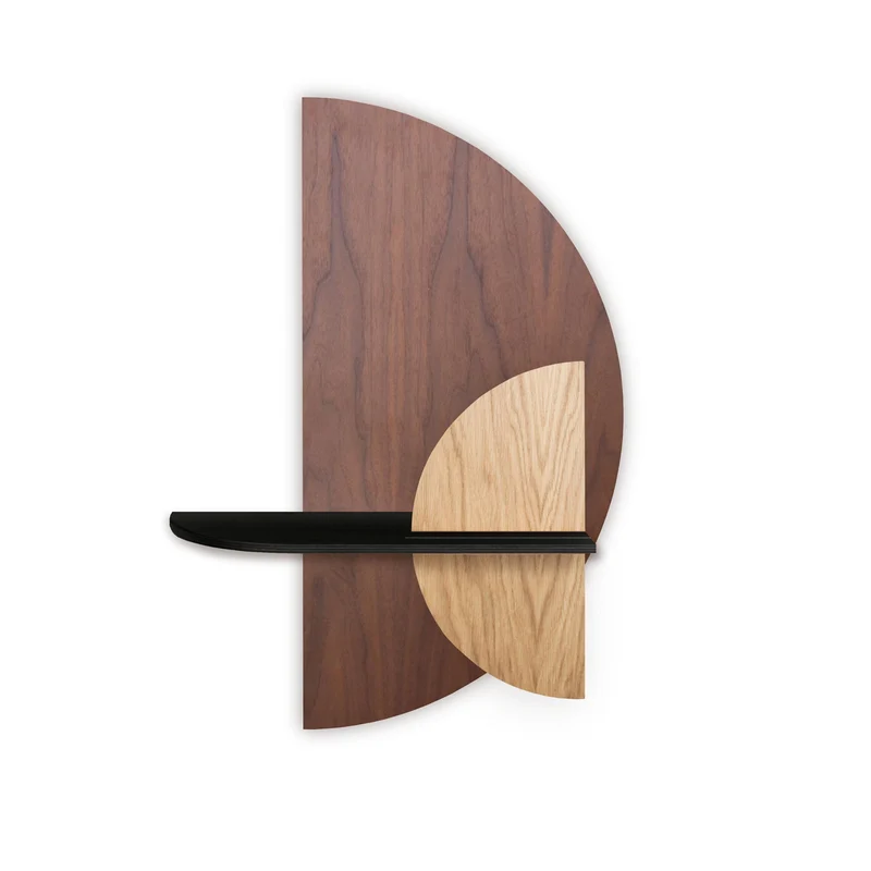 Alba Floating Wall Shelf · Walnut Semicircle
