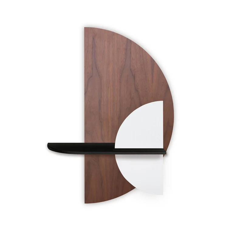 Alba Floating Wall Shelf · Walnut Semicircle