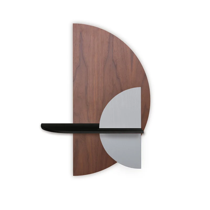 Alba Floating Wall Shelf · Walnut Semicircle