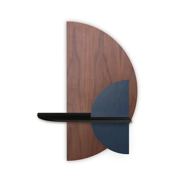 Alba Floating Wall Shelf · Walnut Semicircle