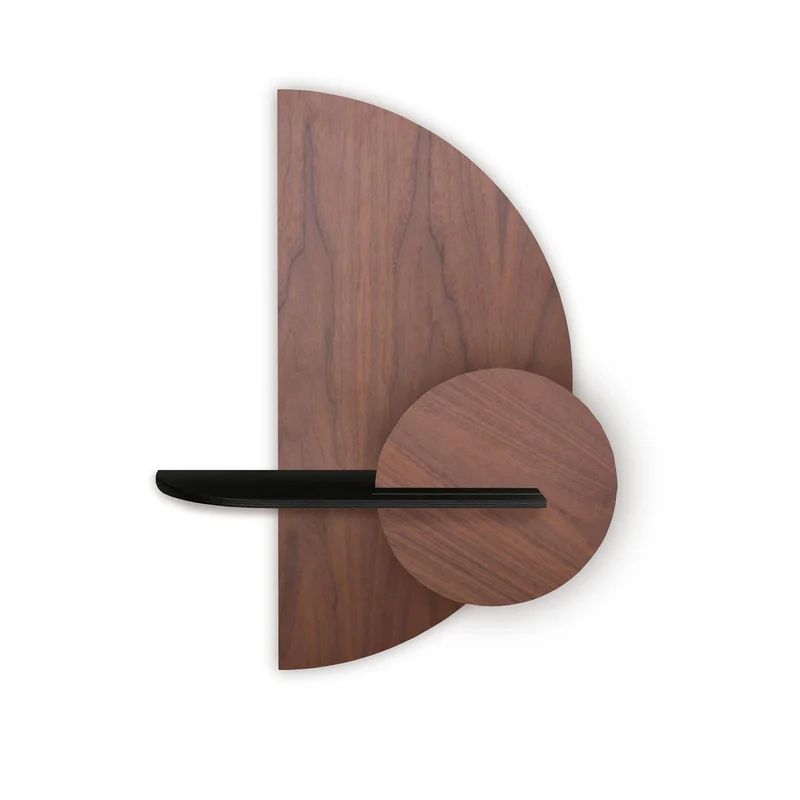 Alba Floating Wall Shelf · Walnut Semicircle