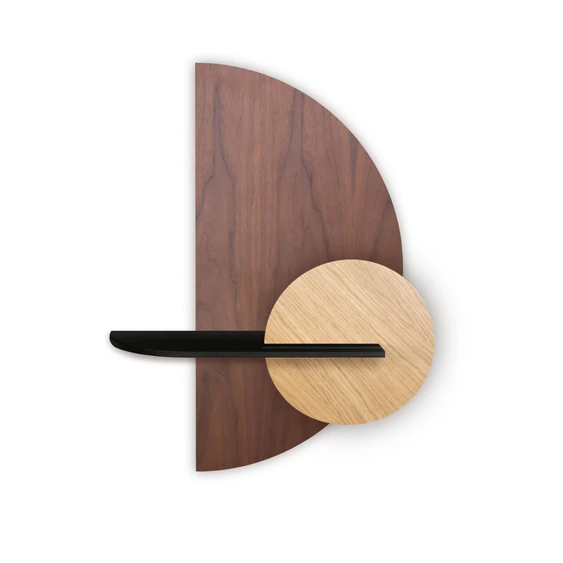 Alba Floating Wall Shelf · Walnut Semicircle