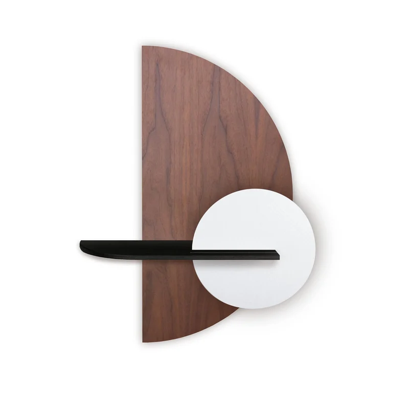 Alba Floating Wall Shelf · Walnut Semicircle