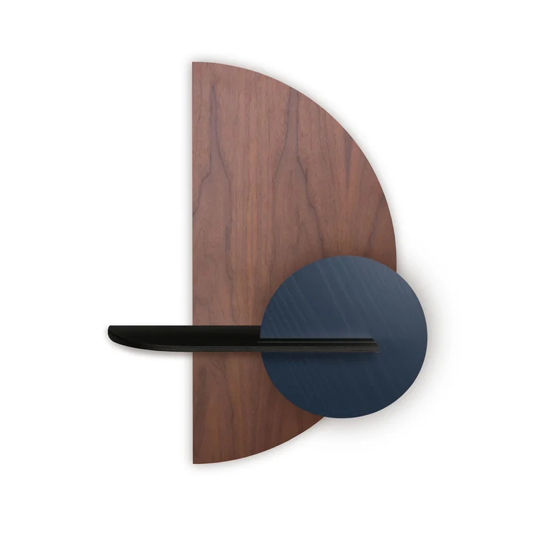 Alba Floating Wall Shelf · Walnut Semicircle