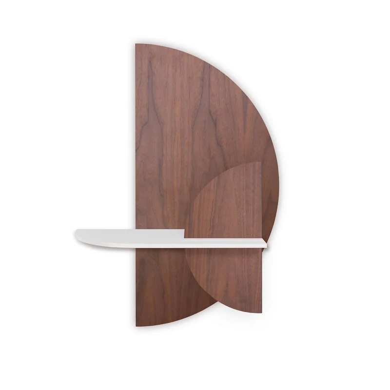 Alba Floating Wall Shelf · Walnut Semicircle