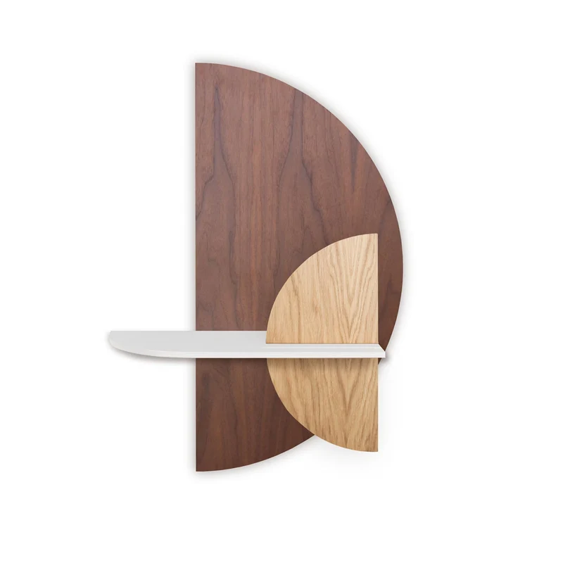 Alba Floating Wall Shelf · Walnut Semicircle