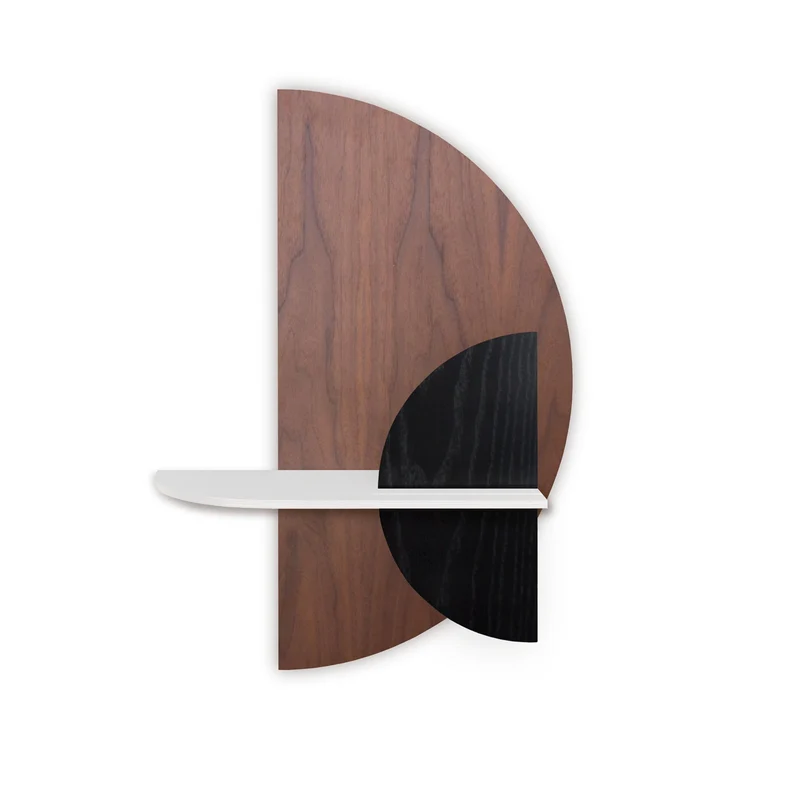 Alba Floating Wall Shelf · Walnut Semicircle