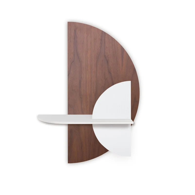 Alba Floating Wall Shelf · Walnut Semicircle