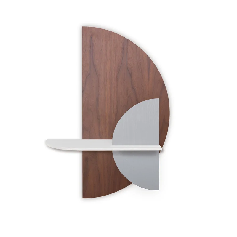 Alba Floating Wall Shelf · Walnut Semicircle