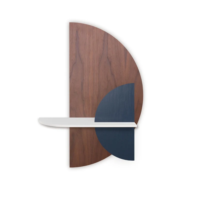 Alba Floating Wall Shelf · Walnut Semicircle