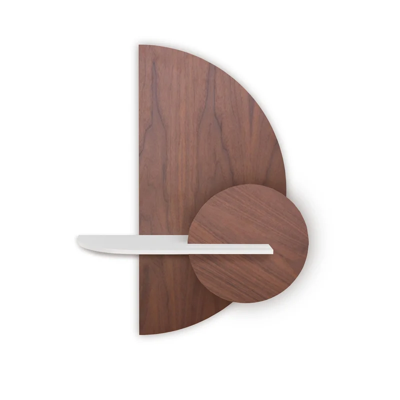 Alba Floating Wall Shelf · Walnut Semicircle