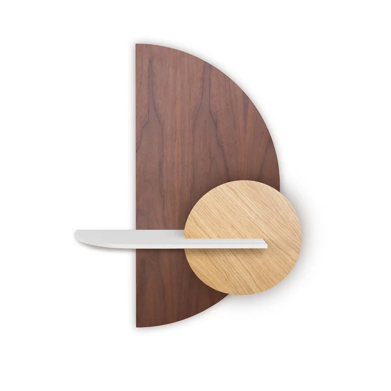 Alba Floating Wall Shelf · Walnut Semicircle