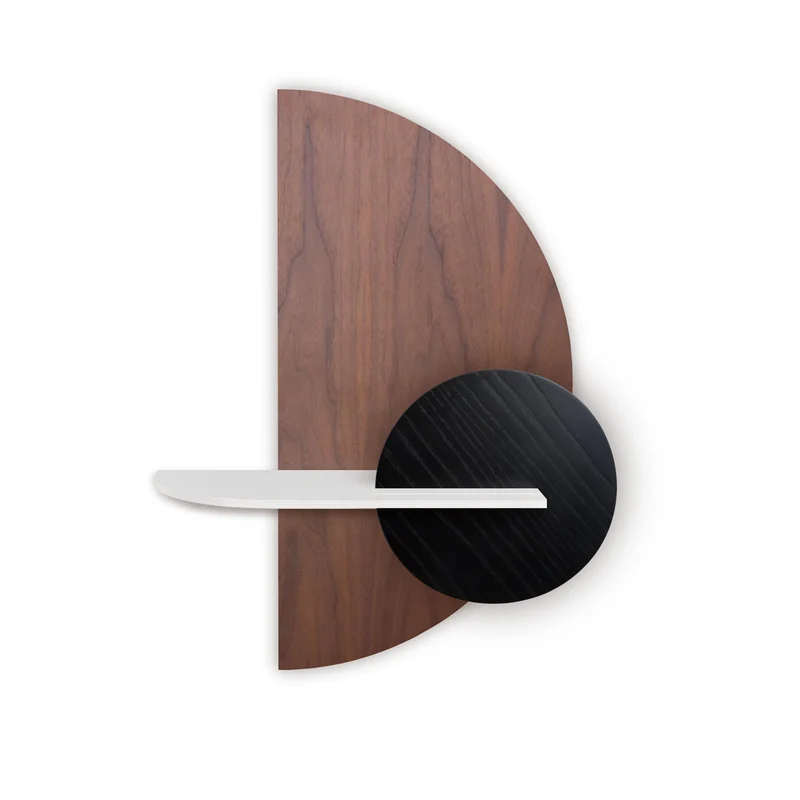 Alba Floating Wall Shelf · Walnut Semicircle
