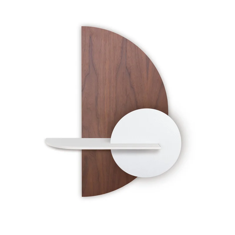 Alba Floating Wall Shelf · Walnut Semicircle