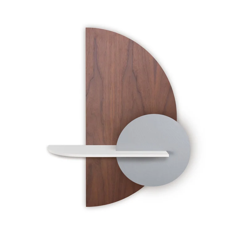 Alba Floating Wall Shelf · Walnut Semicircle