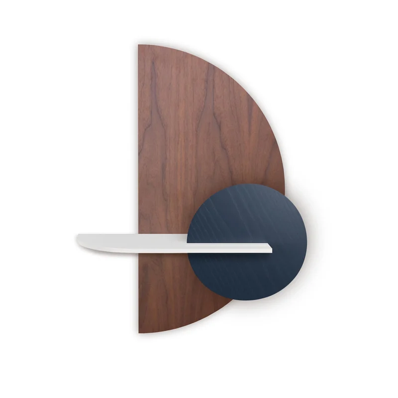 Alba Floating Wall Shelf · Walnut Semicircle