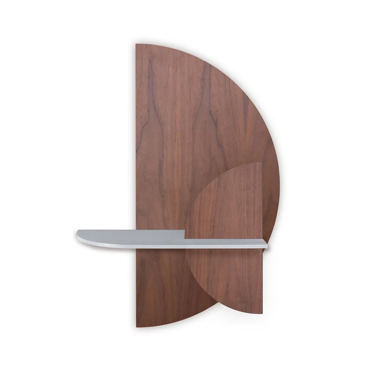 Alba Floating Wall Shelf · Walnut Semicircle