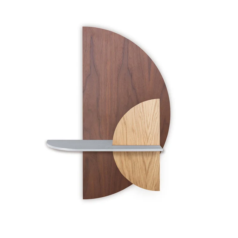 Alba Floating Wall Shelf · Walnut Semicircle