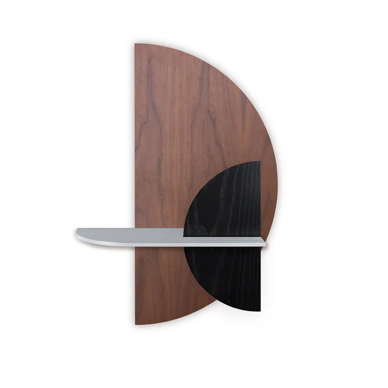 Alba Floating Wall Shelf · Walnut Semicircle